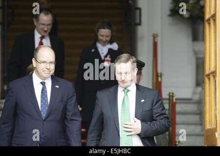 Le lundi 04 avril 201- DUBLIN, IRLANDE- Prince Albert de Monaco lors d'une visite d'état de Rep de l'Irlande avec Charlene Wittstock Banque D'Images