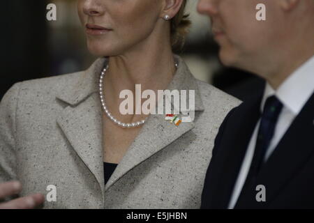 Le lundi 04 avril 201- DUBLIN, IRLANDE- Prince Albert de Monaco lors d'une visite d'état de Rep de l'Irlande avec Charlene Wittstock Banque D'Images