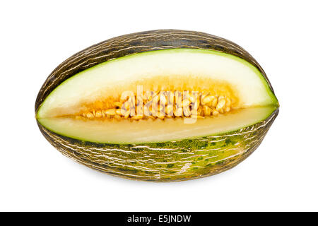 Un ensemble de la Piel de Sapo - Santa Claus en tranches de melon et isolé sur fond blanc Banque D'Images