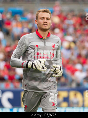 Charlotte, USA. 07 août, 2014. La Coupe des champions internationaux de la Guinness. L'AC Milan contre Liverpool. Le centre de Liverpool, Simon Mignolet Credit : Action Plus Sport/Alamy Live News Banque D'Images