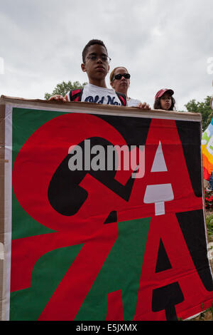 Washington DC, USA. 07 août, 2014. Au milieu de conflits continuels sur la bande de Gaza, des milliers d'Palestinian-Americans se rassembler devant la Maison Blanche à rassemblement contre le soutien américain d'Israël. Credit : B Christopher/Alamy Live News Banque D'Images