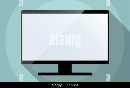 Le moniteur de l'ordinateur ou téléviseur avec écran vide. Illustration design plat. Banque D'Images