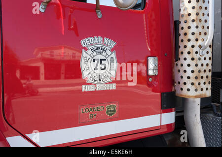 Cedar Key, Floride USA Volunteer Fire Rescue Department Trucks Banque D'Images