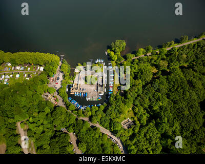 Haus Scheppen Manor House sur le lac Baldeney, vue aérienne, Fischlaken, Essen, Ruhr, Rhénanie du Nord-Westphalie, Allemagne Banque D'Images