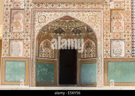 Ganesh Pol ou Ganesh Gate, Amber Palace, Amer, Rajasthan, Inde Banque D'Images