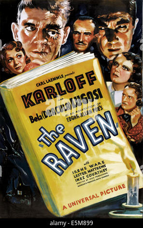 Le corbeau, de gauche : Irene Ware, Boris Karloff, Ian Wolfe, Bela Lugosi, Inez Courtney, Lester Matthews, 1935 Banque D'Images