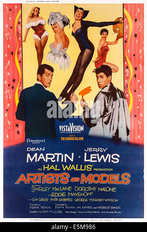 Artistes et modèles, de nous poster art, de gauche : Dean Martin, Shirley MacLaine, Jerry Lewis, 1955. Banque D'Images