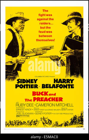 BUCK ET LE PRÉDICATEUR, de l-r : Sidney Poitier, Harry Belafonte sur l'affiche, 1972 Banque D'Images