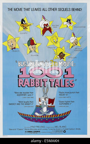 Troisième FILM DU BUGS BUNNY : 1001 Contes de lapin, de nous poster, en bas au centre : Bugs Bunny, haut de gauche : Daffy Duck, Sam le pirate, Banque D'Images