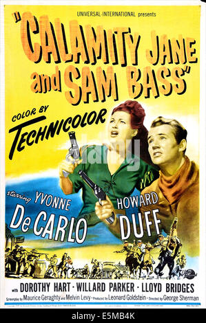 CALAMITY JANE AND SAM BASS, de nous poster, de gauche : Yvonne de Carlo, Howard Duff, 1949 Banque D'Images