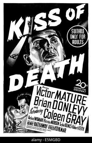 Baiser DE LA MORT, Coleen Gray, Victor mature, (Australian poster art), 1947. TM and Copyright ©20th Century Fox Film Corp. Banque D'Images
