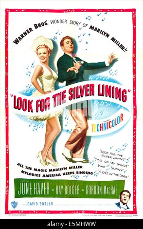 Cherchez le bon côté, de nous poster, en haut de gauche à droite : June Haver, Ray Bolger, en bas à droite : Gordon MacRae, 1949 Banque D'Images