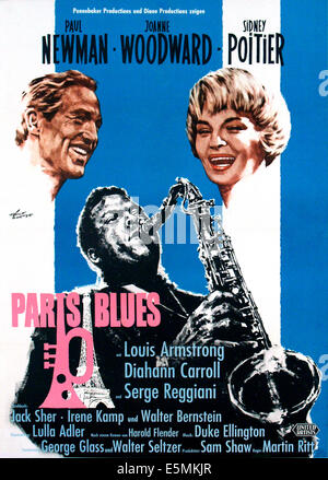 PARIS BLUES, de gauche, Paul Newman, Sidney Poitier, Joanne Woodward, 1961 Banque D'Images