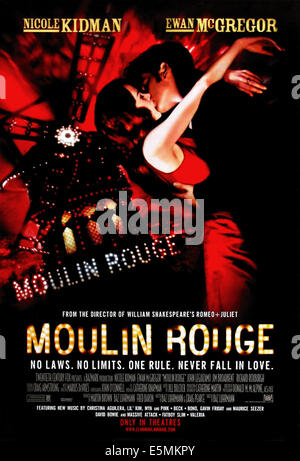 MOULIN ROUGE !, l-r : Nicole Kidman, Ewan McGregor sur l'affiche, 2001, TM et copyright ©20th Century Fox Film Corp. Banque D'Images