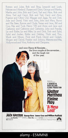 Une nouvelle feuille de route, de nous poster, de gauche : Walter Matthau, Elaine May, 1971 Banque D'Images