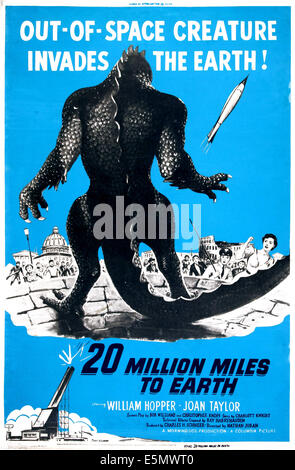 20 MILLIONS DE KILOMÈTRES DE LA TERRE, l'affiche l'américain, 1957 Banque D'Images