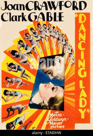 DANCING LADY, Clark Gable, Joan Crawford sur la fenêtre carte, 1933 midget Banque D'Images