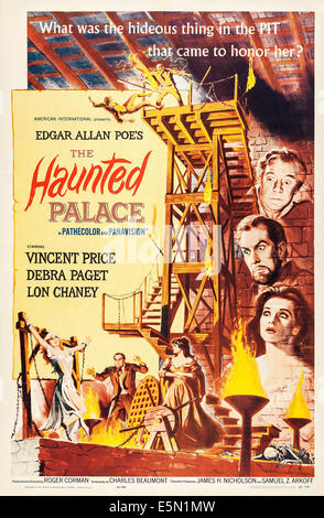 THE HAUNTED PALACE, de nous poster, de haut : Lon Chaney Jr., Vincent Price, Debra Paget, 1963 Banque D'Images