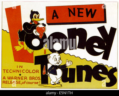 LOONEY TUNES, de haut : Daffy Duck, Porky Pig en stock lobbycard, 1944. Banque D'Images