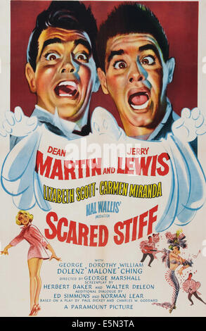 Mort de peur, en haut de gauche à droite : Dean Martin, Jerry Lewis, 1953. Banque D'Images