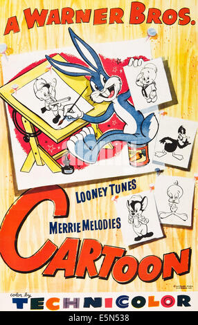 CARTOON Warner Brothers, de gauche : Elmer Fudd, Bugs Bunny, Porky Pig, Daffy Duck, Titi Pie, Sniffles la souris sur 1948 Banque D'Images