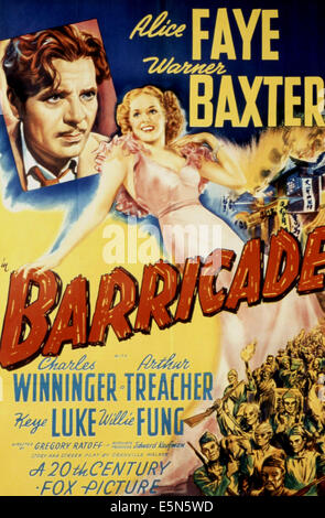 BARRICADE, Warner Baxter, Alice Faye, 1939, TM et copyright ©20th Century Fox Film Corp. Tous droits réservés / Courtesy : Banque D'Images