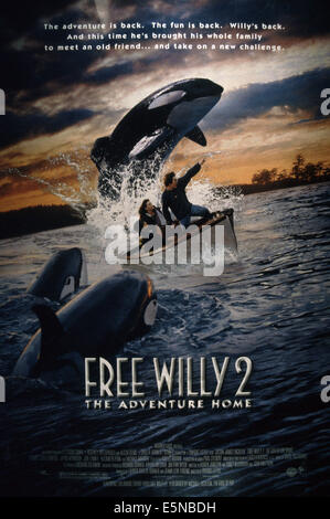 FREE WILLY 2 : L'AVENTURE ACCUEIL, de gauche à droite : Francis Capra, Mary Kate Schellhardt, Jason James Richter, 1995, © Warner Banque D'Images
