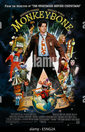 Film intitulé MONKEYBONE, US poster art, Brendan Fraser, Bridget Fonda (arrière), 2001, TM & © Copyright 20th Century Fox Film Corp./avec la permission Banque D'Images