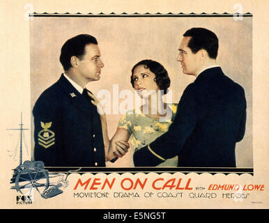 Les hommes à l'appel, lobbycard-nous, de gauche, William Harrigan, Mae Clarke, Edmund Lowe, 1930. ©Fox Film Corporation, TM & Banque D'Images