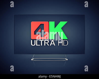 4K Ultra HD écran plat sur fond sombre , Ultra Haute Définition Banque D'Images