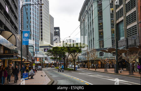 Wellington new zealand capitale boutiques rue principale rue commerçante lambton quays Banque D'Images