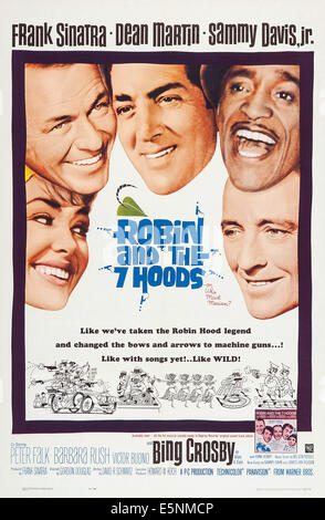 ROBIN ET LES 7 capots, les aiguilles, l'affiche US de gauche : Barbara Rush, Frank Sinatra, Dean Martin, Sammy Davis Jr., Bing Crosby, Banque D'Images