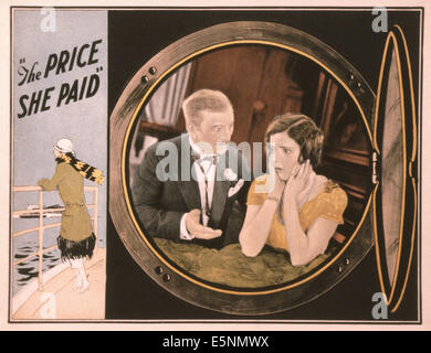 Elle a payé le prix, lobbycard US, à partir de la gauche : Lloyd Whitlock, Alma Rubens, 1924 Banque D'Images