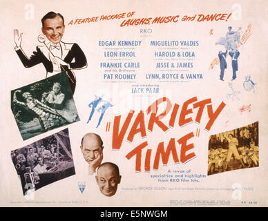 Variété de temps, Jack Paar, lobbycard US (en haut à gauche), Edgar Kennedy (deuxième à partir de la bas), Leon Errol (en bas), 1948 Banque D'Images