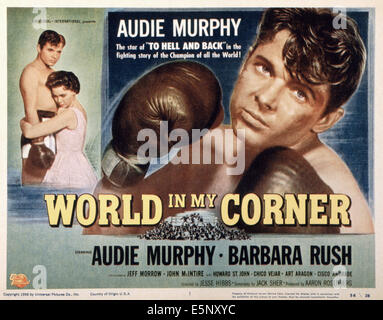 Monde dans mon coin, US, lobbycard de gauche : Audie Murphy, Barbara Rush, Audie Murphy, 1956 Banque D'Images