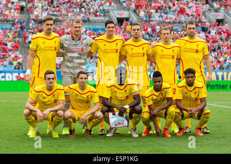 Charlotte, USA. 07 août, 2014. La Coupe des champions internationaux de la Guinness. Photo de l'équipe de Liverpool pendant le match de la Coupe des Champions International Liverpool FC vs AC Milan au stade Bank of America à Charlotte, Caroline du Nord. © Plus Sport Action/Alamy Live News Banque D'Images