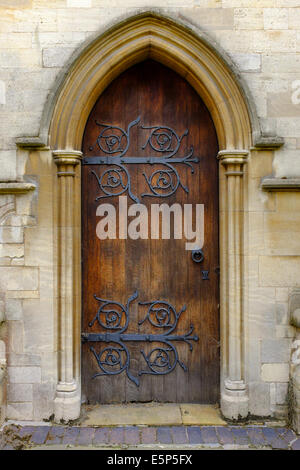 Porte de l'église de St Mary's Church, Melton Mowbray, Angleterre. Banque D'Images