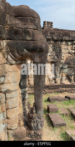 Éléphant à la terrasse des éléphants, Angkor Thom, au Cambodge Banque D'Images