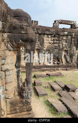 Éléphant à la terrasse des éléphants, Angkor Thom, au Cambodge Banque D'Images