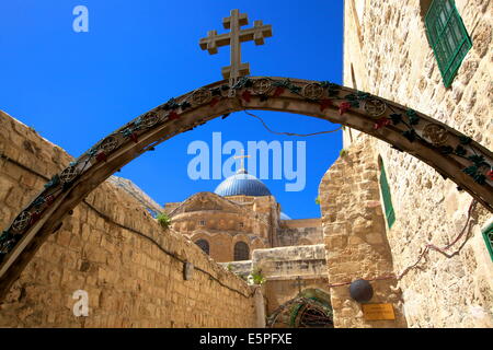 Monastère éthiopien et l'église du Saint-Sépulcre, Vieille Ville, site du patrimoine mondial de l'UNESCO, Jérusalem, Israël, Moyen Orient Banque D'Images