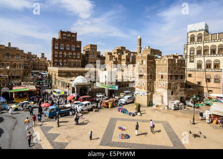 La vieille ville, site du patrimoine mondial de l'UNESCO, Sanaa, Yémen, au Moyen-Orient Banque D'Images