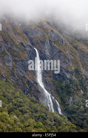 Earland Falls, Routeburn Track, Fiordland National Park, site du patrimoine mondial de l'UNESCO, l'île du Sud, Nouvelle-Zélande, Pacifique Banque D'Images