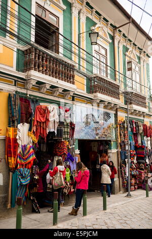 Magasins textiles, La Paz, Bolivie, Amérique du Sud Banque D'Images