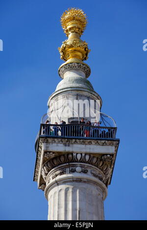 Le monument au grand incendie de Londres de 1666, par Sir Christopher Wren et Robert Hooke, City of London, England, UK Banque D'Images