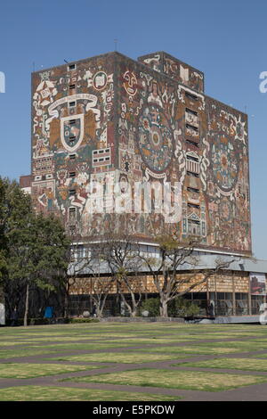 Bibliothèque centrale, sol carrelé fresco par Juan Gorman, Université Nationale Autonome du Mexique, Mexico, Mexique, Amérique du Nord Banque D'Images