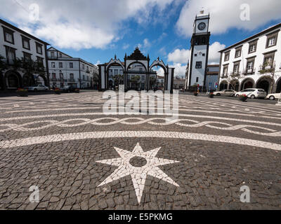 Portas da Cidade Square, Ponta Delgada, S.Miguel Island, les Açores Banque D'Images