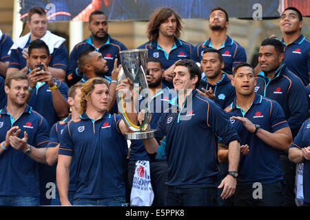 Sydney, Australie. Le 05 août, 2014. NSW Waratahs Rugby super réception officielle. Captains Michael Hooper et Dave Dennis. Credit : Action Plus Sport/Alamy Live News Banque D'Images