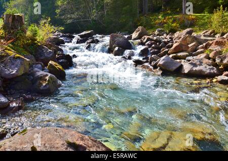 Vallée de Gschnitz dans autmn Gschnitz, rivière, Banque D'Images