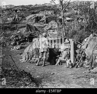 Soldats français avant l'offensive du 23 octobre en 1917, de la bataille du Chemin des Dames, Aisne, France. Banque D'Images