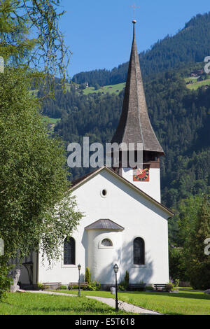 L'église du village de Lauterbrunnen, Canton de Berne, Suisse. Banque D'Images